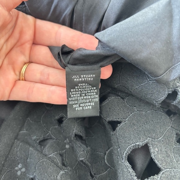 Jill Stuart Black Wool Floral Cut Out A-Line Skirt 0 - Picture 8 of 8